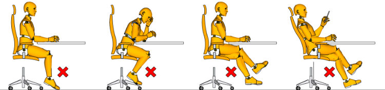 Présentation des postures impossibles à tenir du fait du matériel